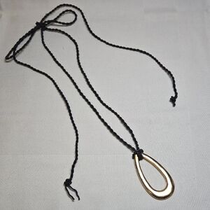 Modern Gold Teardrop Pendant Necklace | Black Cord